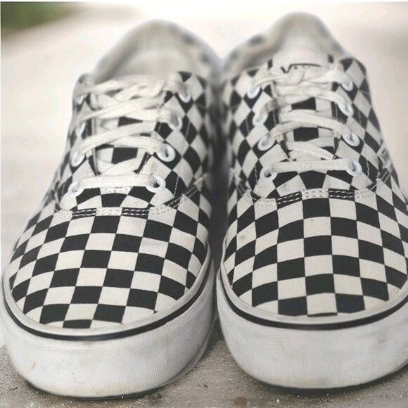 Men's VANS  Black /White  Checkerboard Canvas Sneakers Shoes Women's Size 10 - Picture 4 of 8